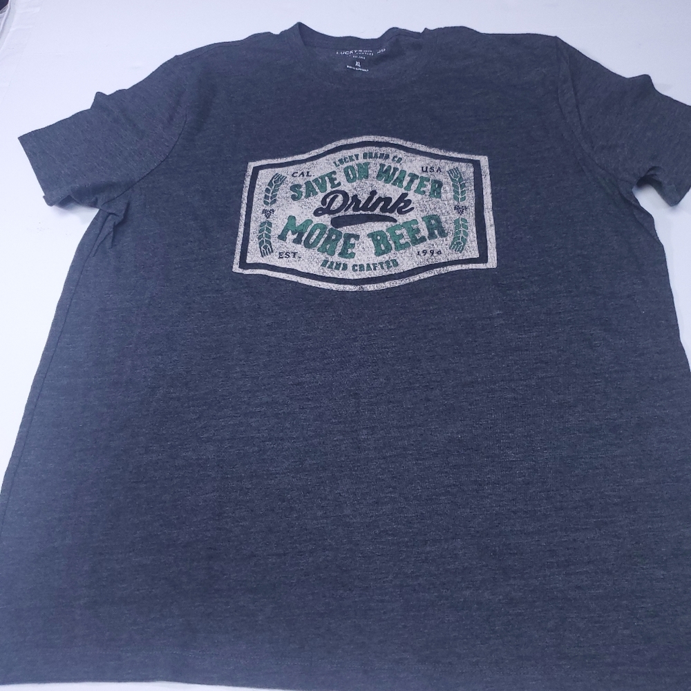 Lucky Brand Drink Beer Tee Shirt Y2k